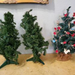 3 Table Top Christmas Trees 