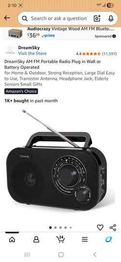 AM FM Portable Radio Plug in Wall or Battery Operated
for Home & Outdoor, Strona Reception, Large Dial Easy to Use, Transistor Antenna, Headphone Jack