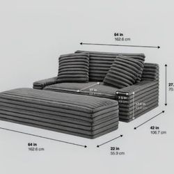 Thomasville Wills Fabric Oversize Chair & Storage Ottoman