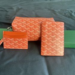Orange Goyard Bundle( Cardholder,Passport holder And Bag) 