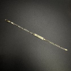 14k 2Tone 3.3G 6.5inch ID Bracelet Figaro