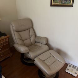 Leather chair with foot rest
