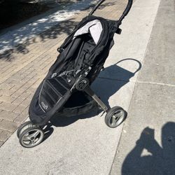 Baby Jogger City Mini Black Single Hand Quick Fold Stroller Used 