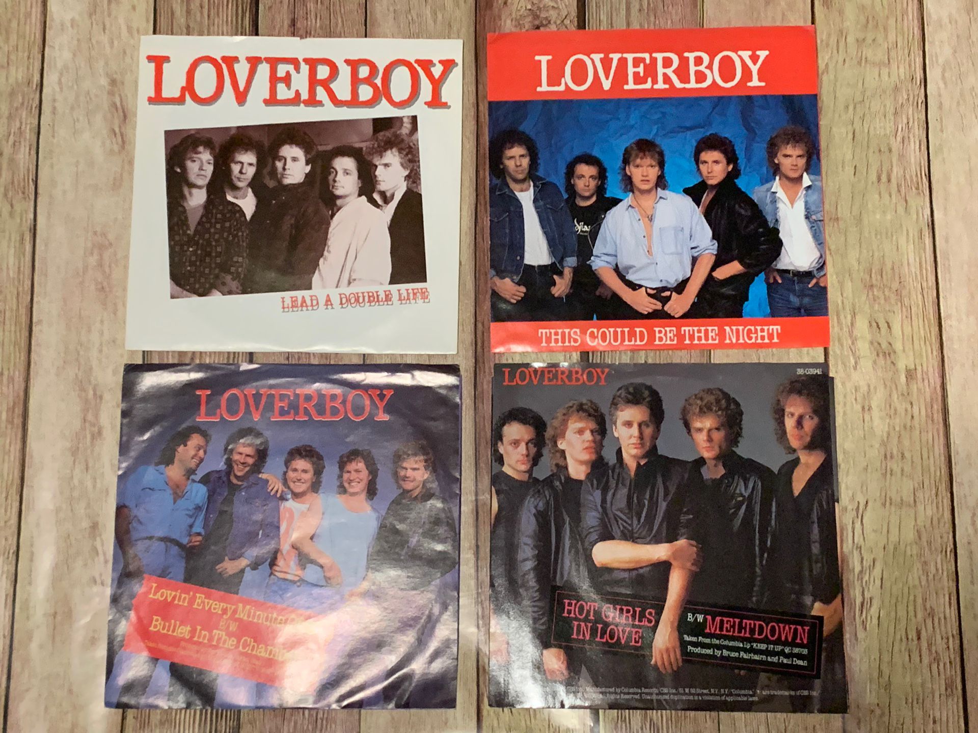 Four Loverboy Vinyl 7” 45rpm Singles In Picture Sleeves EX/VG+