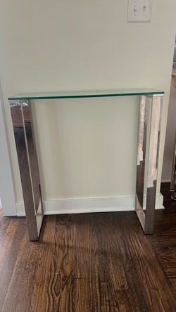 Glass Top Chrome Console Table