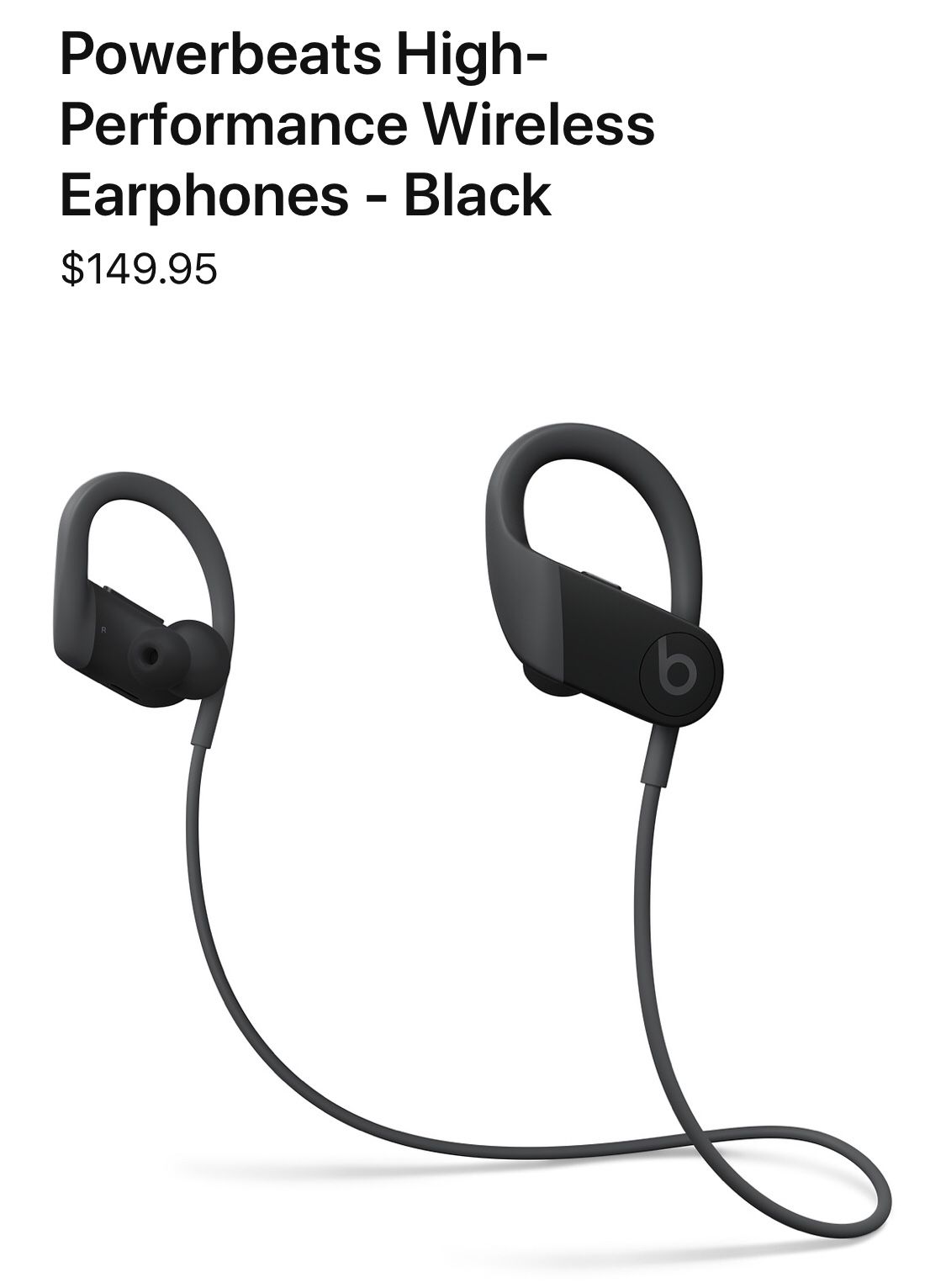 Powerbeats high performance wireless earphones - black