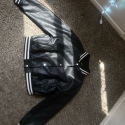 Black Leather Varsity Jacket