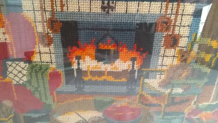 Vintage Framed Dimensions WINTER WARMTH 2241 Needlepoint 1983