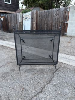 Heavy-Duty Metal Fireplace Screen / Guard – 36” Wide x 37” High  Description: Beautiful, solid metal fireplace screen/guard with a simple classic desi