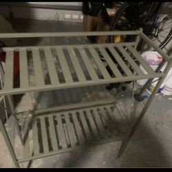 2 Tier Metal Shelf Unit Storage Shoes Plant Rack 