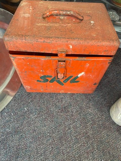 Vintage Industrial Metal Tool Box Planter