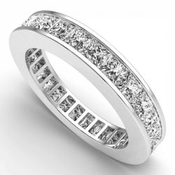 Cartier Platinum Princess Cut Diamond Wedding Eternity Band Ring 1.60 Ct. - Includes Cartier Box. (Pre-Owned Size 5.50)