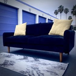 Black Mid Century Modern Microfiber Sofa