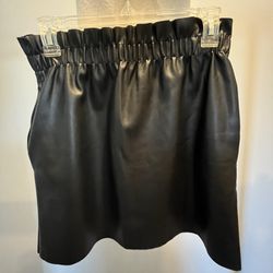 Zara Paperbag Waist Faux Leather Skirt Size S