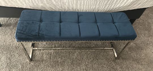 Blue velvet bench