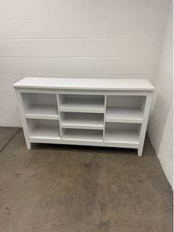 White Open Bookcase / TV Console – 54”W | Great Condition