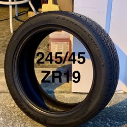 1 Used Tire Continental Extreme Contact 245/45ZR19. About 75%Tread. 
