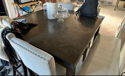 Dark Stone Top Dining Table with Chairs