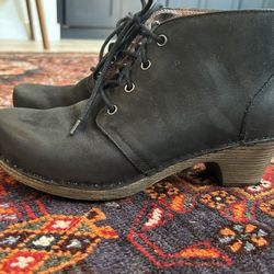Dansko 'Meena' Black Lace-Up Bootie Shoes Ankle Leather Size EU 37 US 6.5-7