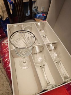 Platinum rimmed wine glasses