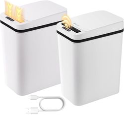 Solar Energy charging Panel, 2 Pack Slim Motion Sensor Plastic Trash Bins