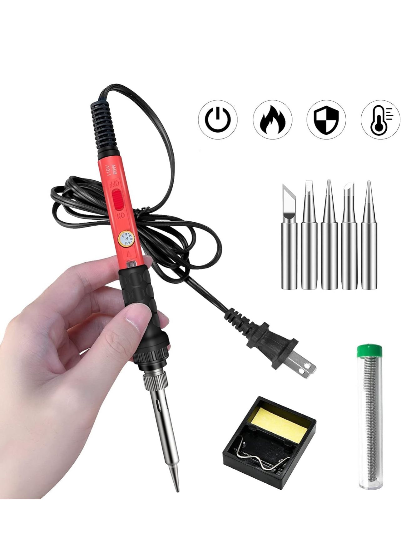 Soldering Kit, 60W Soldering Iron, 110V Welding Kit with Ceramic Heater