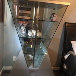 Contemporary Lighted Curio Cabinet- Triangular Design  