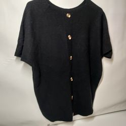 Vila Milemo black ribbed knit cardigan with buttons Black SIZE LARGE US