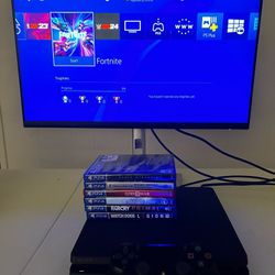 PS4 Slim W/ 1 Controller & 6 Games