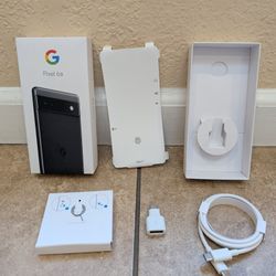 Google Pixel OEM USB Cable, USB A-C Adpr, Sim Tool, Box for Pixel 6a Obsidian Black