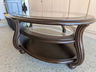 3 Tier Wood and Glass Coffee Table