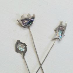 Charcuterie Silver Abalone Shell Appetizer Forks Hors  d'oeuvre cocktail spears