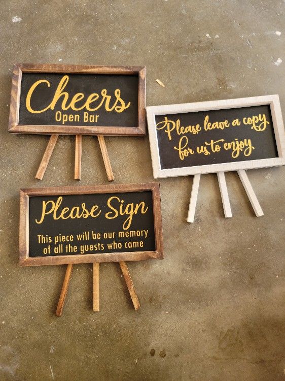 Wedding Signs On Mini Easels