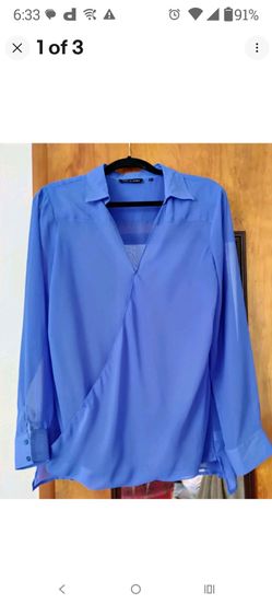 Violet & Claire Blue Button Blouse, Sz Lg