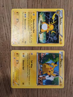 Raichu and Pikachu pokemon cards
