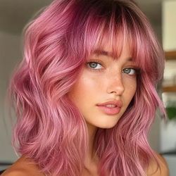 BEAUTIFUL RED & PINK 14" WIG - NEW!h