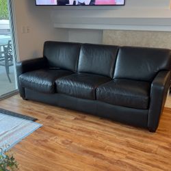 Black Faux Leather Pull Out Sofa
