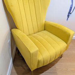 Bright yellow velvet chair ( Mid Century Modern style )