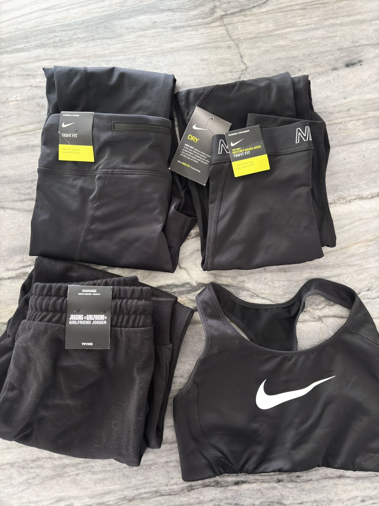 Nike, Calvin Klein and Garage Exercise pants, Nike Sports Bra and Calvin Klein Sports Bras