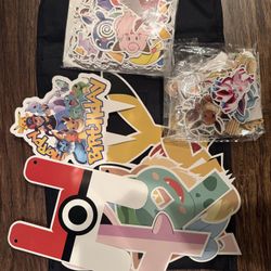 Pokémon Happy Birthday Banner, Cupcake Toppers And Stickers