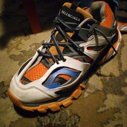 Used - Balenciaga Track White Orange Blue Gray Sneakers, Men's Size EU 45 US 12
