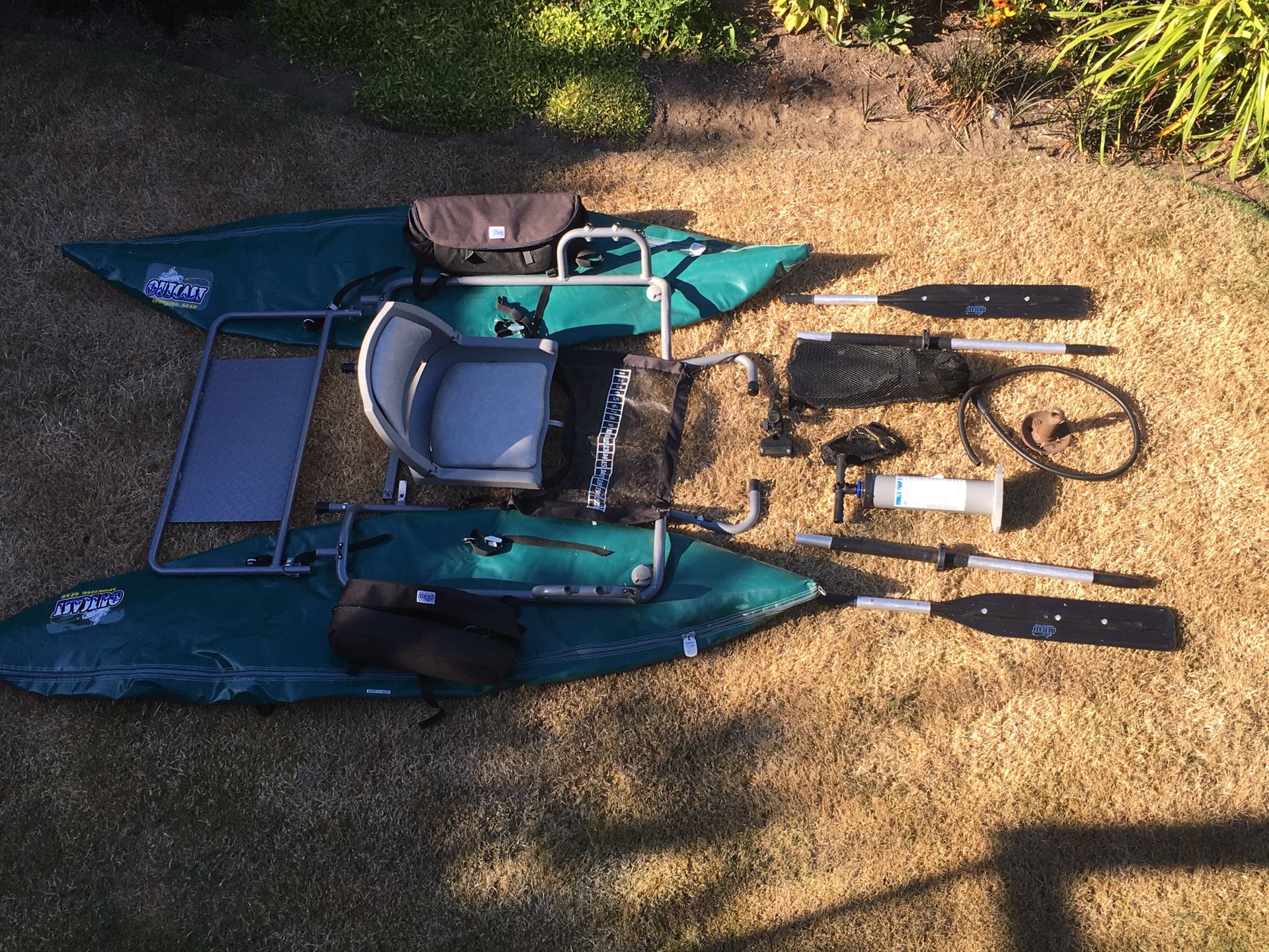 (SALE PENDING) Outcast Pontoon Boat: portable, inflatable, fly fishing boat