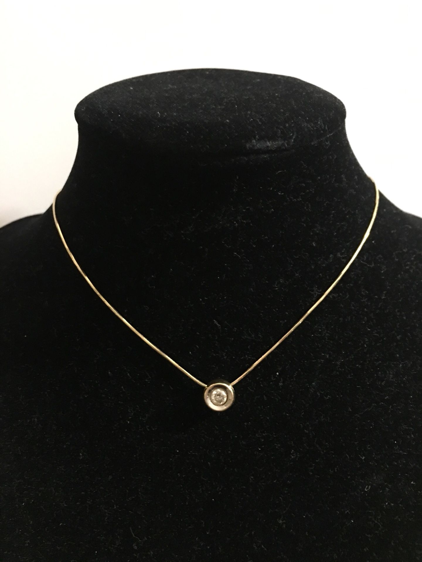 14k diamond bezel necklace