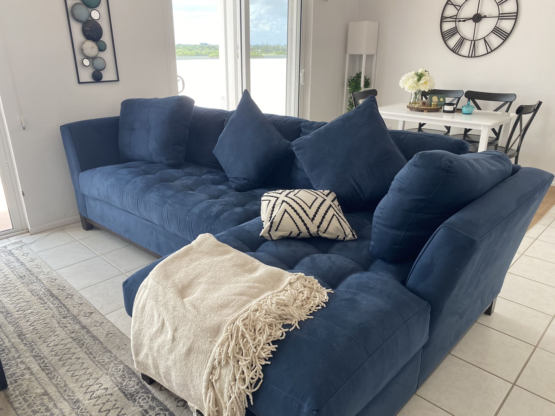 Cindy Crawford Sectional Navy Blue - Come Pick Up