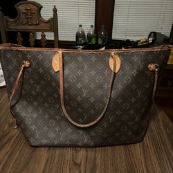 Louis Vuitton Neverfull Tote GM Brown Canvas Monogram pre owned 100% AUTHENTIC