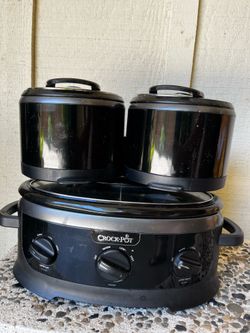 Crockpot swing and serve triple slow cooker