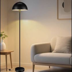 Modern Mushroom Floor Lamp – 66” Tall, Black Metal