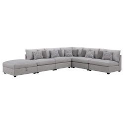 Six Piece Upholstered Modular Sectional Sofa Gray