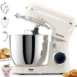 Honinst 6.5 QT Electric Stand Mixer, 10+P Speeds Lightweight with Tilt-Head Kitchen Stand Mixer, Dough Hook, Whisk, Beater and Bowl, Food Mixer for Ba