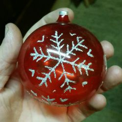Large Austrian ruby red unsilvered Christmas ornament 50s